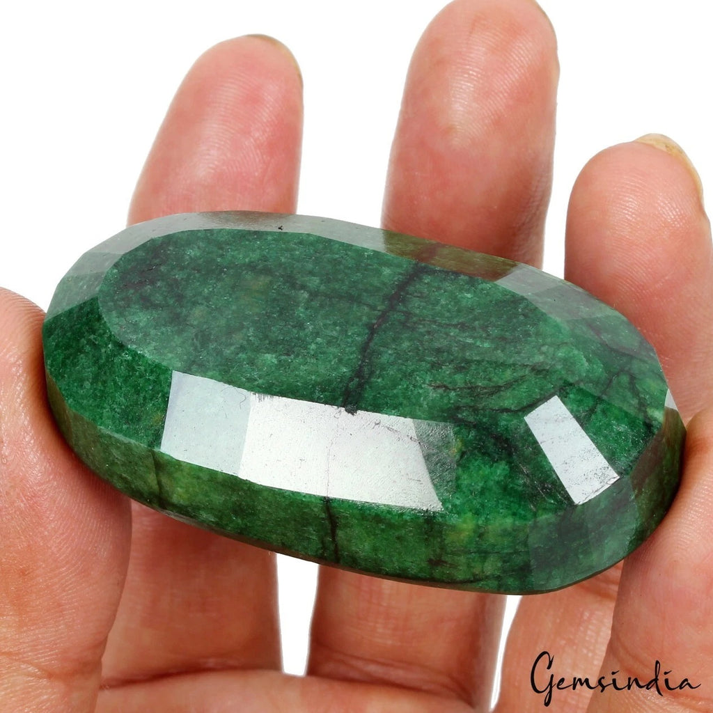Brazilian Emerald Loose Gemstone, Color Enhanced, Green — 60x32x19 mm, 320 Ct, Brazil