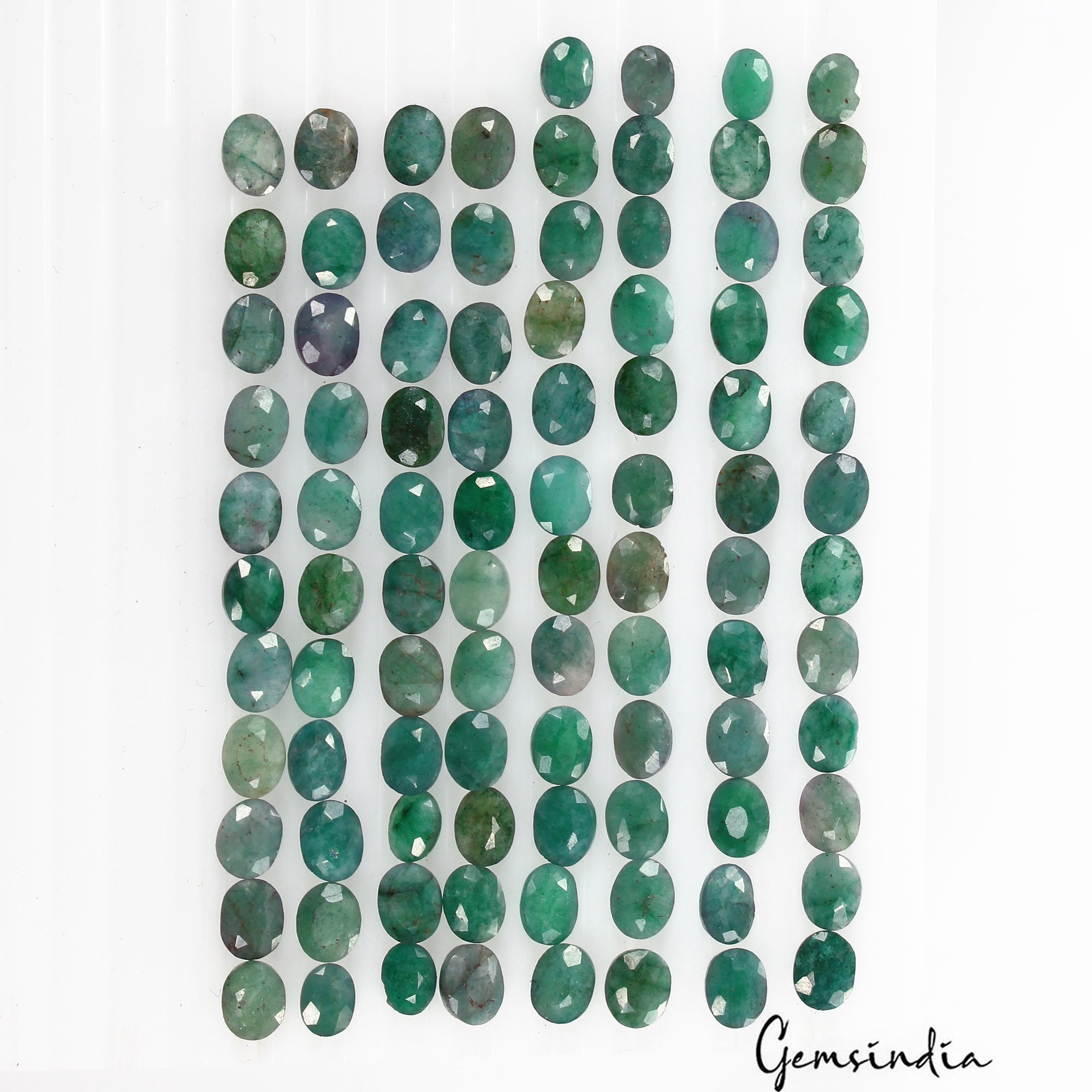 Emerald Lot, Loose Gemstone, Color Enhanced, Green — 93 Pieces, 7mm To 8mm, 122 Ct, Brazil