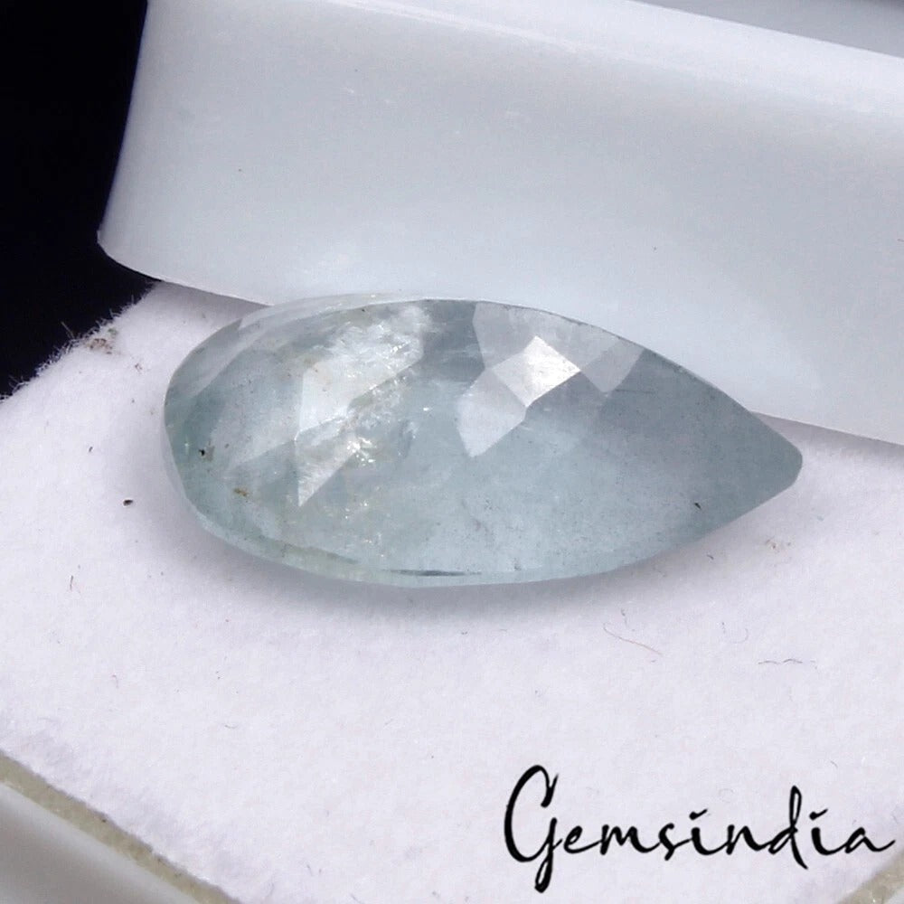 Natural Blue Aquamarine Pear Faceted Untreated Loose Gems 4.50 Cts For Jewelry