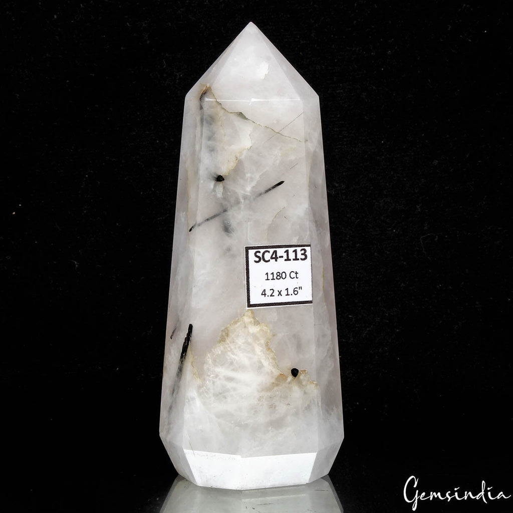 1180 Cts Natural Tourmaline in Rutilated Quartz Obelisk Tower Wand Point Healing