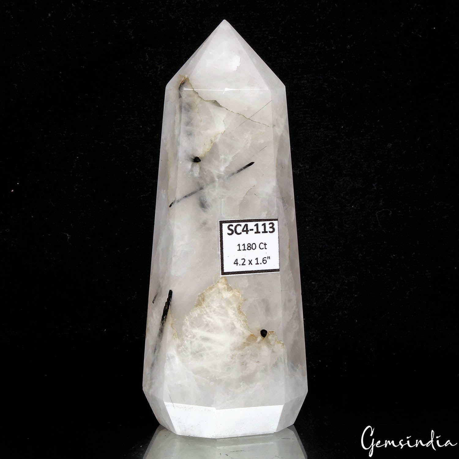 1180 Cts Natural Tourmaline in Rutilated Quartz Obelisk Tower Wand Point Healing