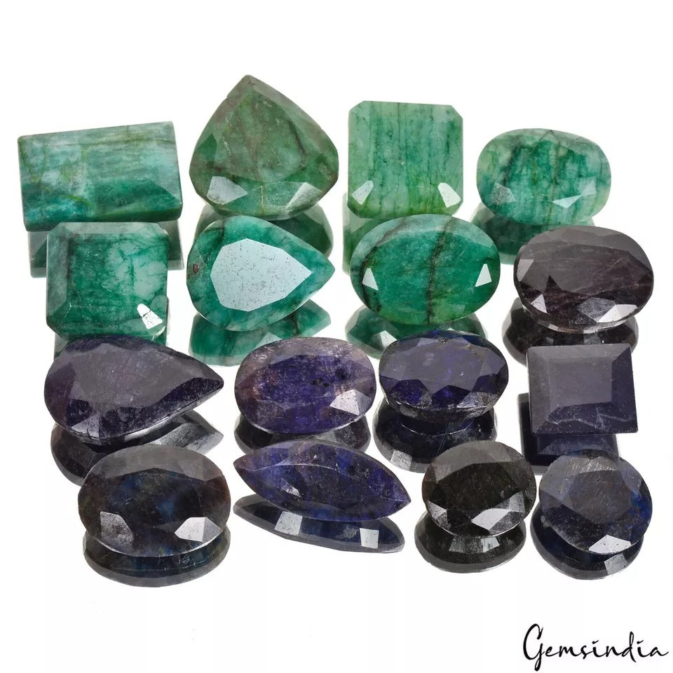 Emerald Lot, Loose Gemstone, Color Enhanced — 16 Pieces, 21mm to 34mm, 1250 Ct, Madagascar