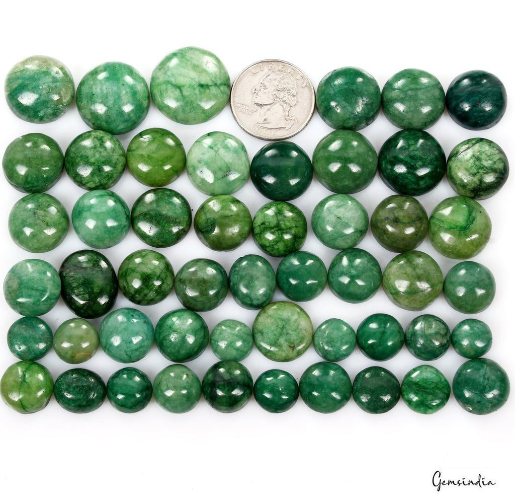 Natural 800 Cts Brazilian Green Emerald Round Cabochon Loose Gemstone Lot 51 Pcs