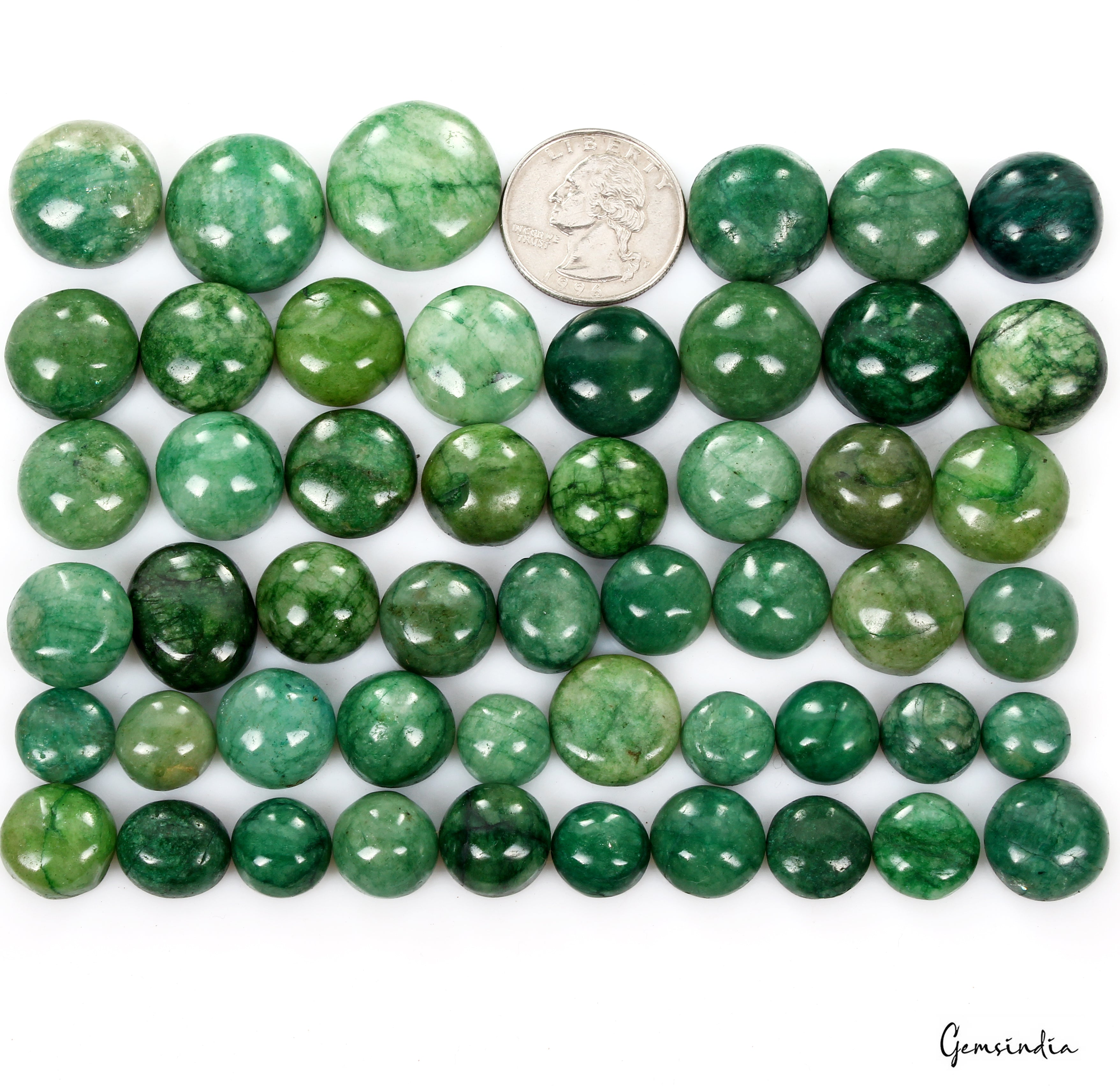 Natural 800 Cts Brazilian Green Emerald Round Cabochon Loose Gemstone Lot 51 Pcs