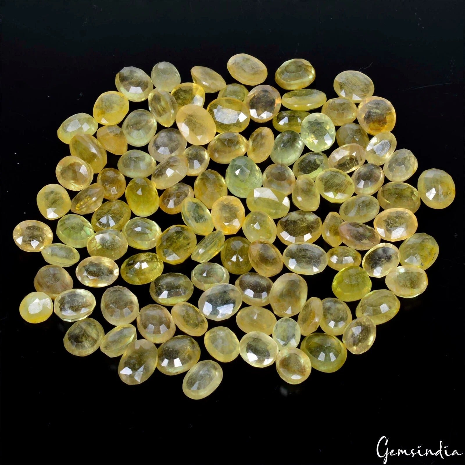 Yellow Sapphire Lot, Loose Gemstone, Untreated — 100 Pieces, 5mm to 8mm, 250 Ct, Sri Lanka