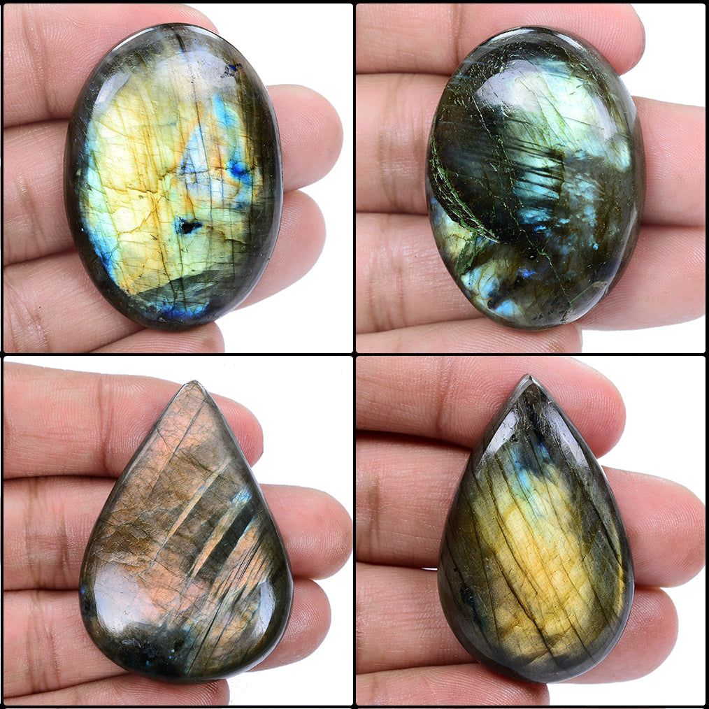 16 Pcs Natural Multi Flash Labradorite Mix Cabochon Loose Gemstones~ 1670 Ct Lot