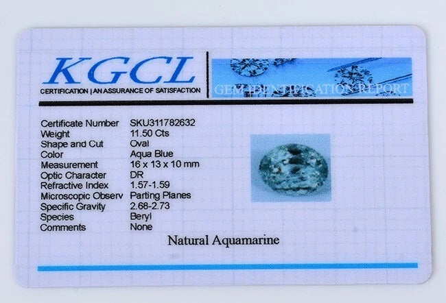 Certified 11.50 Cts Natural Untreated Blue Aquamarine Oval Precious Gem For Ring