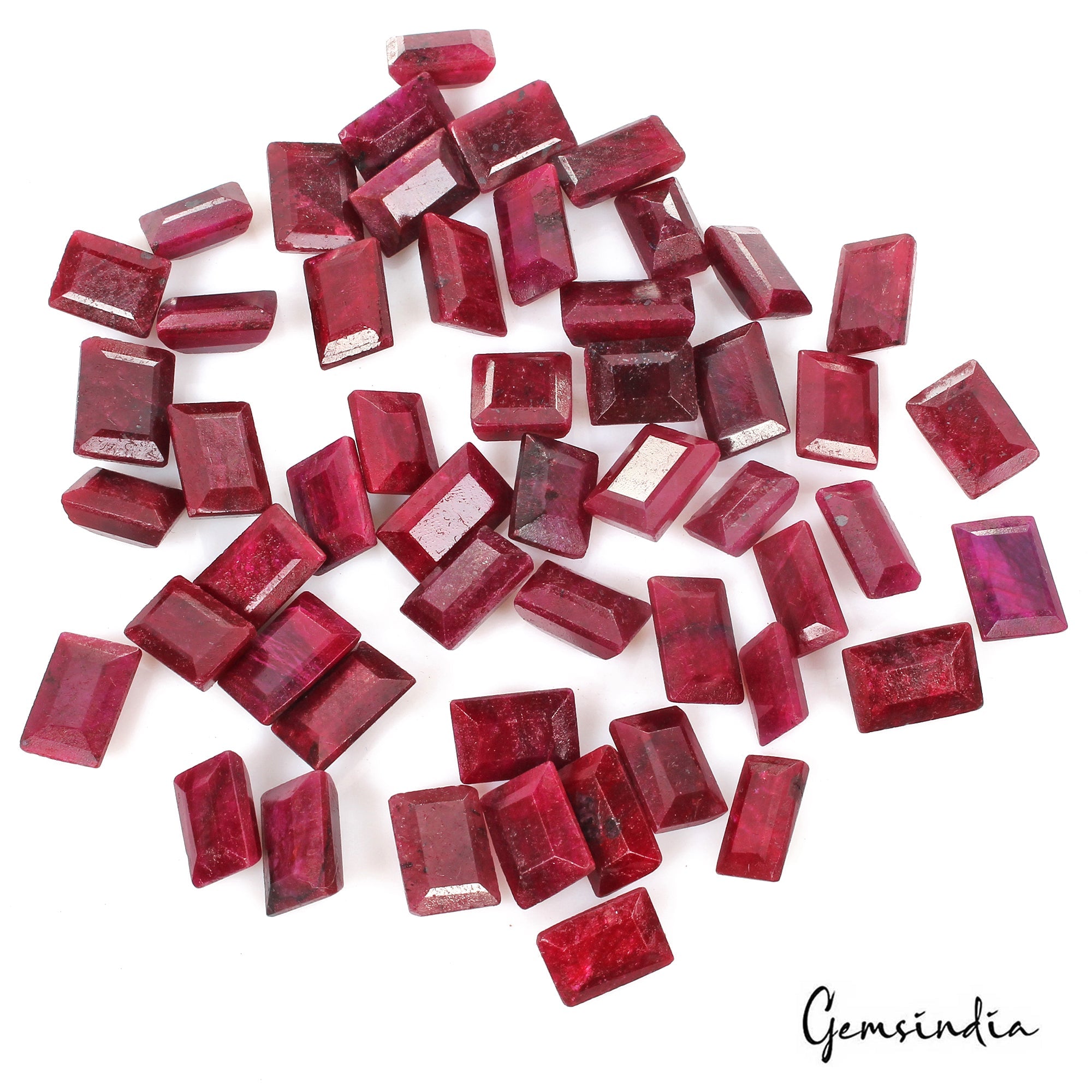540 Ct/52 Pcs Natural African Red Ruby Loose Baguette Cut Loose Gems For Jewelry