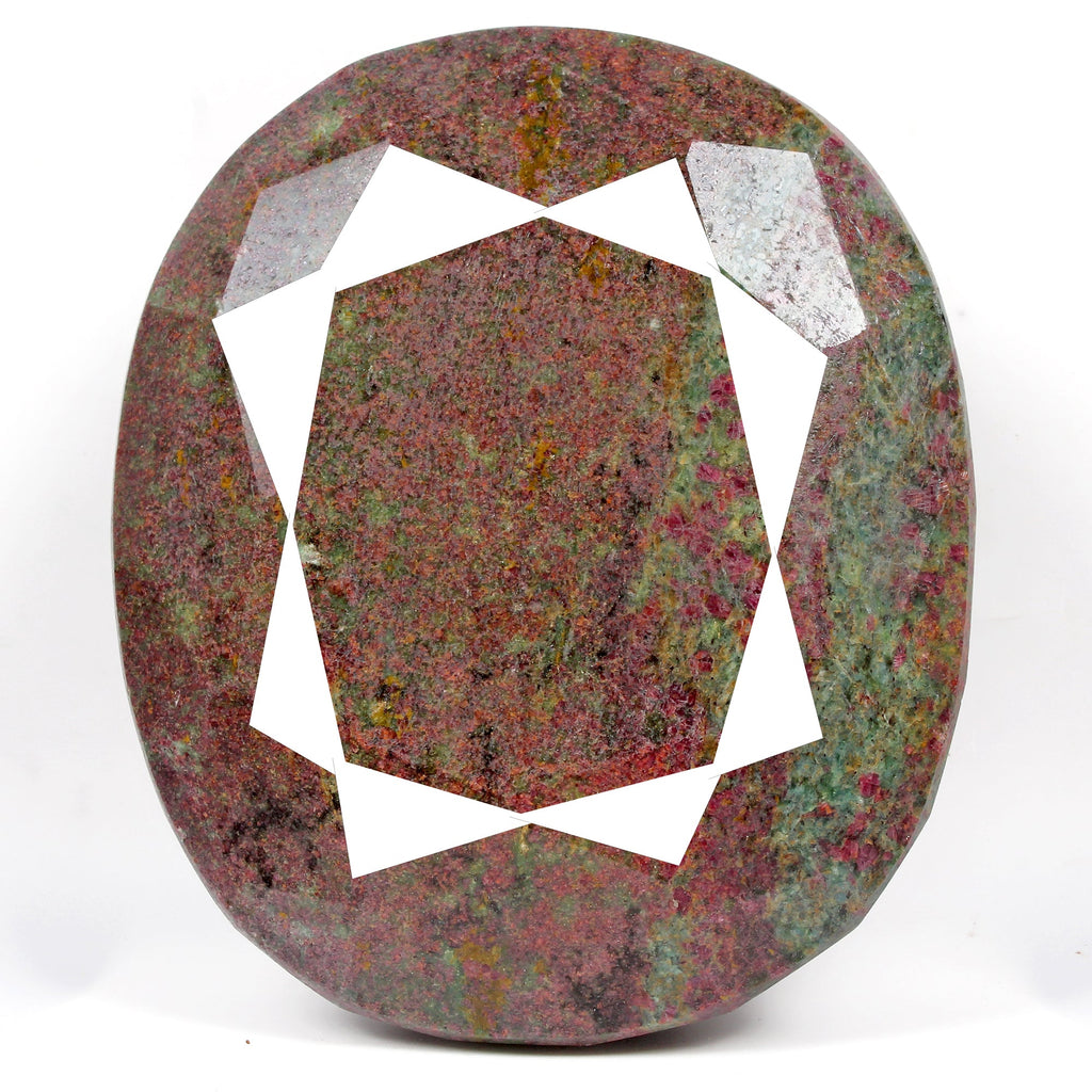 5900 Cts Natural Untreated Bi-Color Ruby Fuchsite Oval Faceted Earth Mined Gems