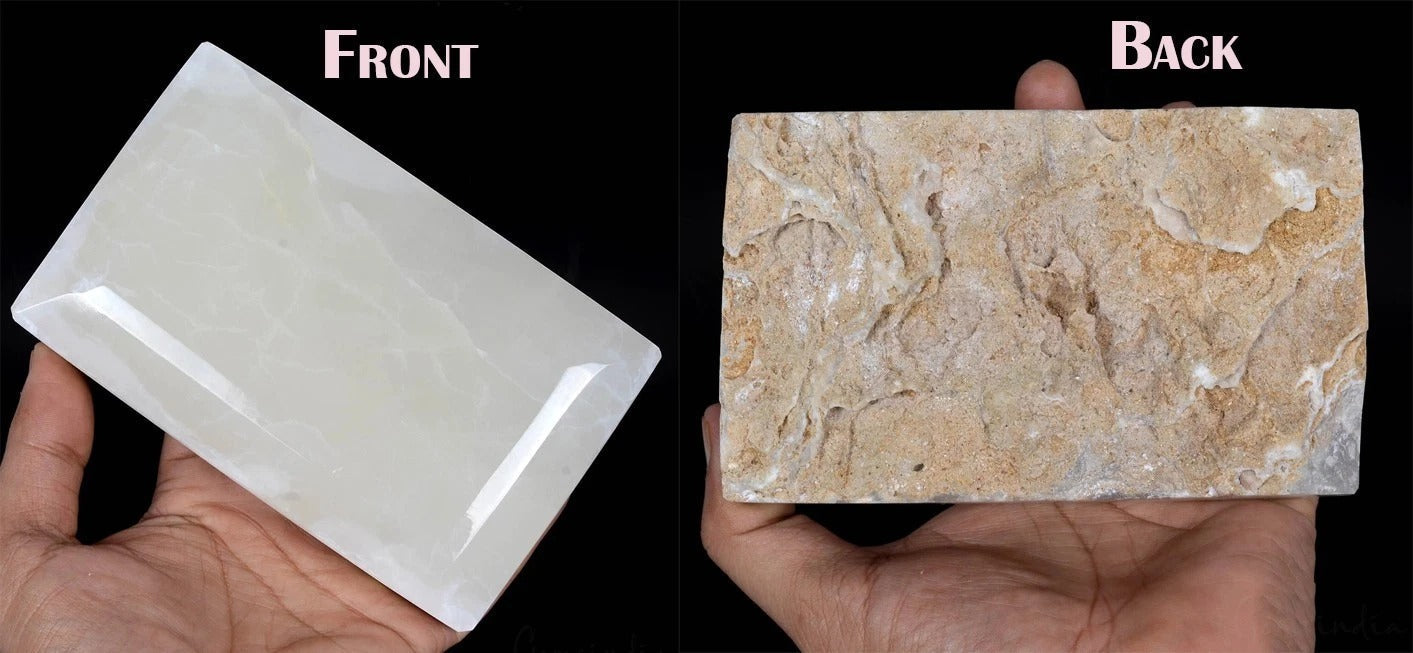 Large 1 Kilo Natural Untreated White Selenite Octagon Cut Gem Rough From Back
