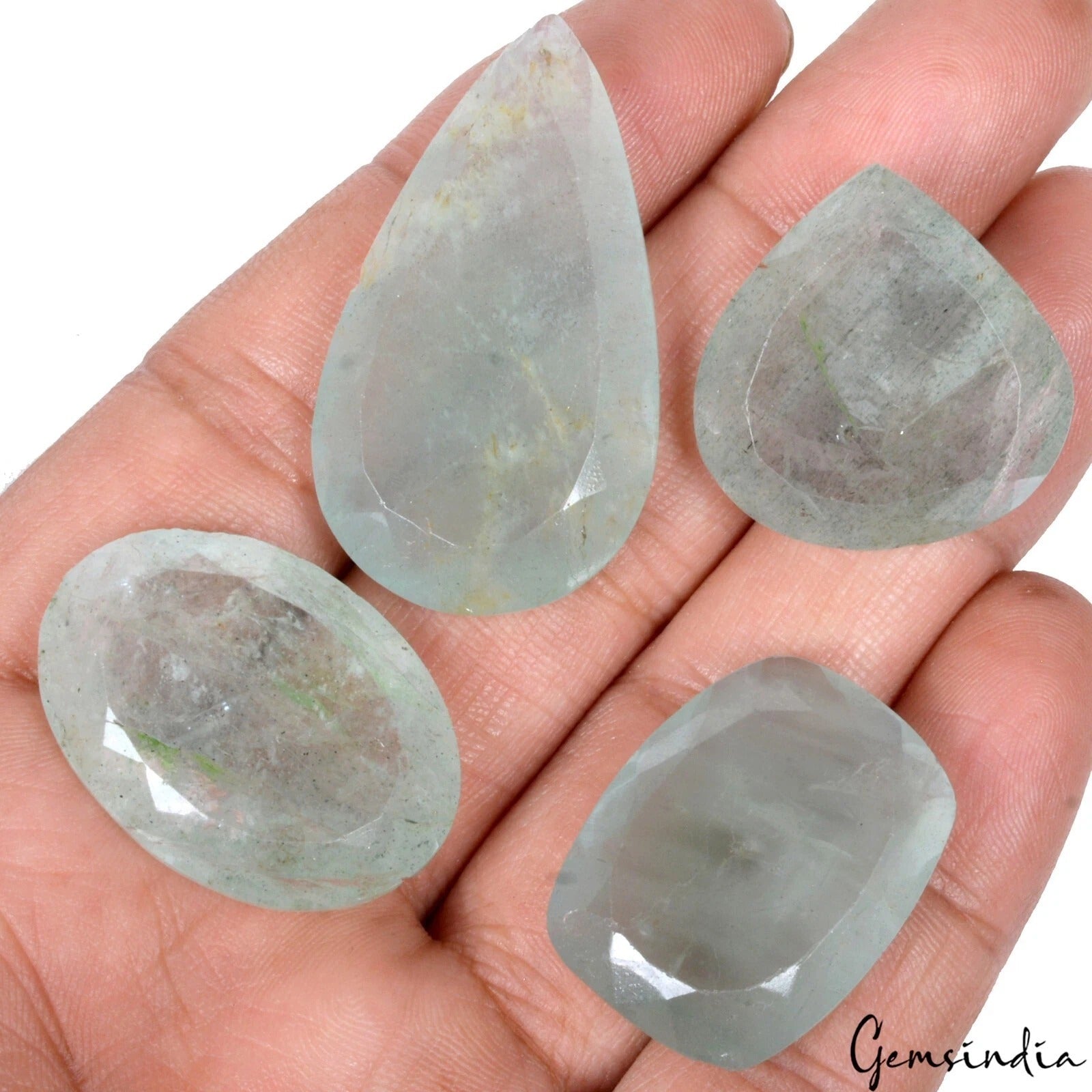 171 Cts/4 Pcs Natural Untreated Blue Aquamarine Mixed Cut Loose gems For Jewelry