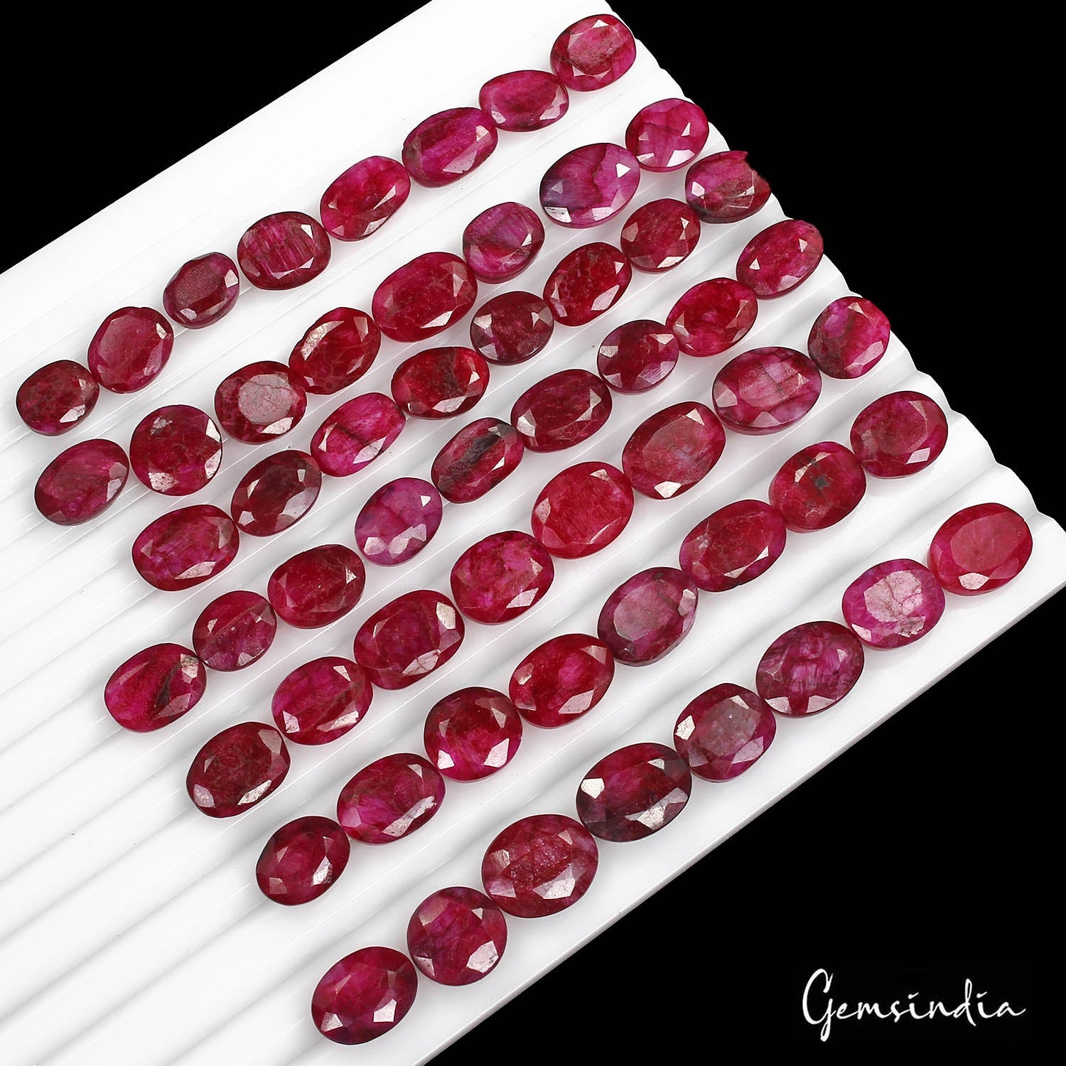430 Cts/57 Pcs Natural Red USA Beryl Bixbite Oval Cut Loose Gems Lot For Jewelry