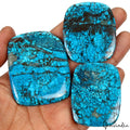 570 Ct/3 Pcs Natural Spiderweb Blue Turquoise Cushion Cabochon Loose Gemstones
