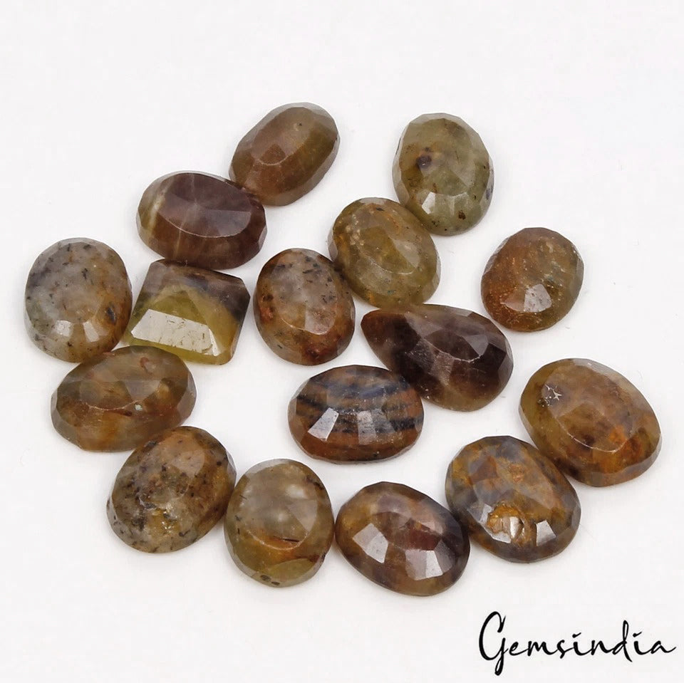 16 Pcs Natural Untreated Brown Sapphire Mixed Cut 11mm-16mm Loose Ring Size Gems