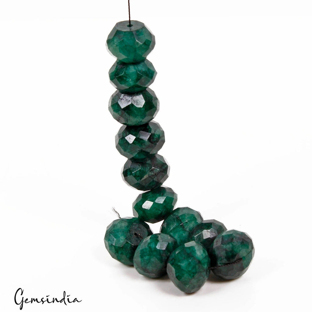 210 Ct Natural Green Emerald Round Faceted Cut Drilled 14-16mm Huge Beads~ 12 Pc