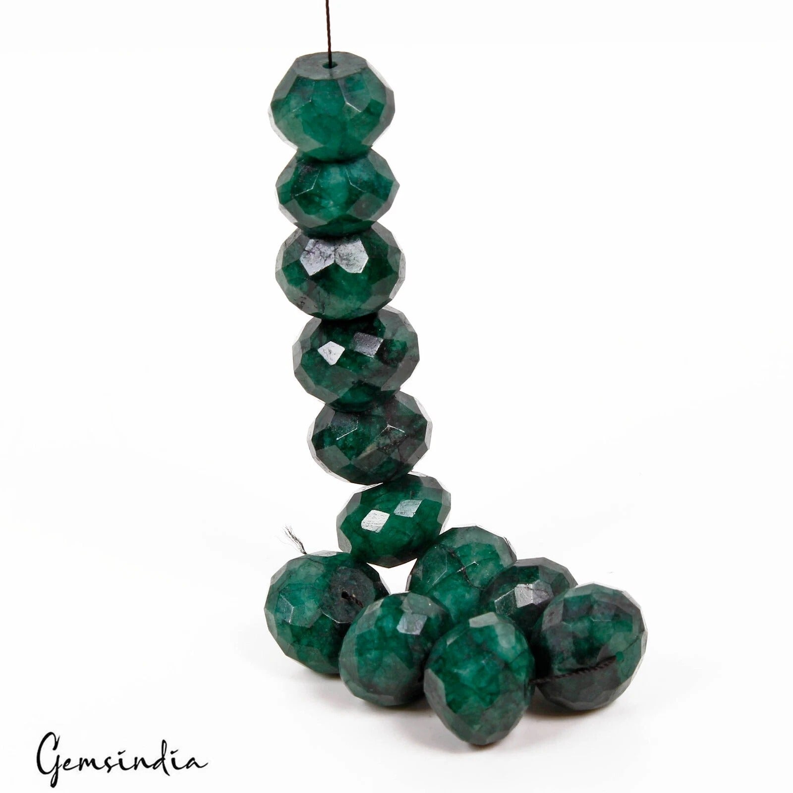 Emerald Beaded Strand, Color Enhanced, Green — 14mm To 16mm, 210 Ct, Brazil