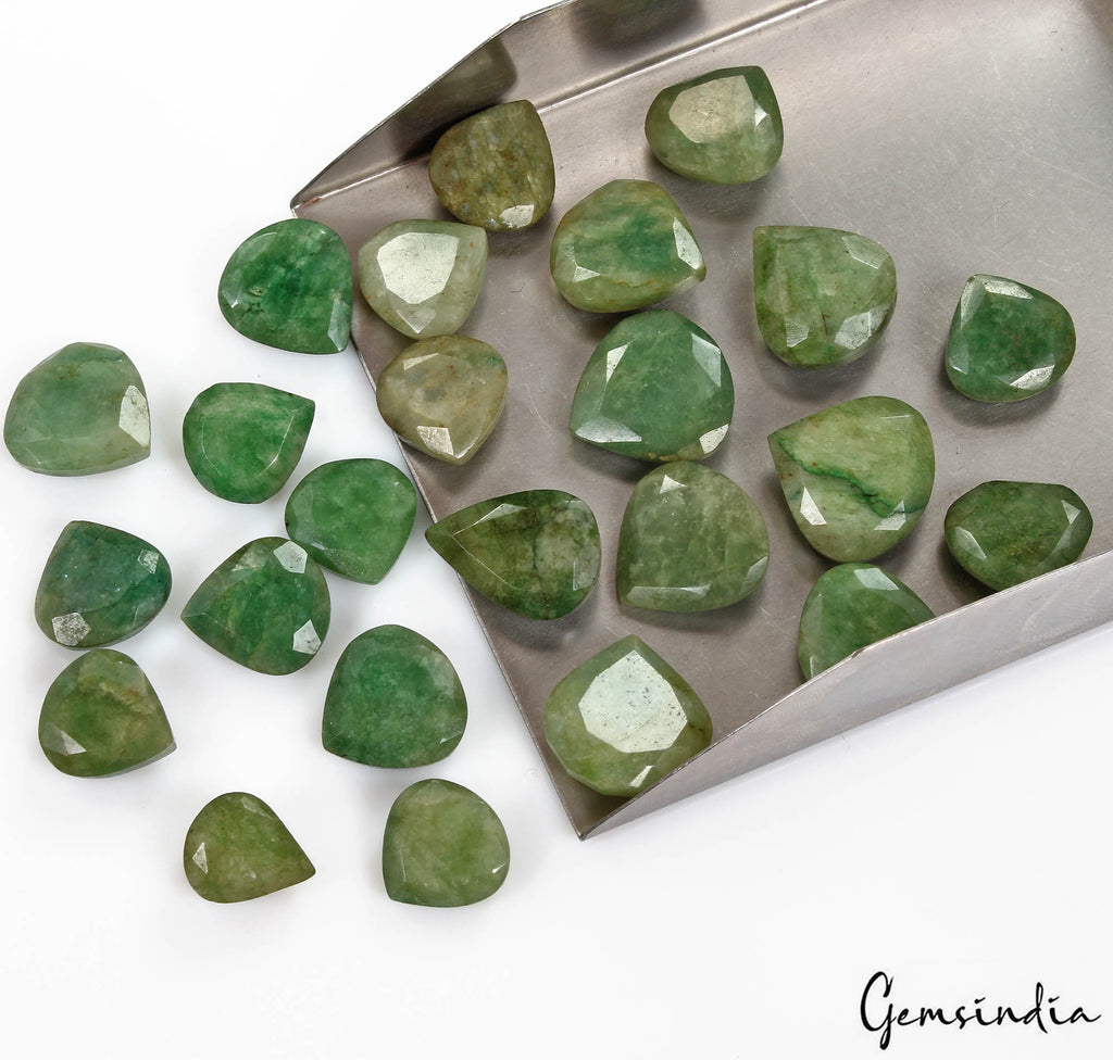 340 Cts/24 Pcs Natural Brazilian Green Emerald Pear Faceted Cut Gems For Jewelry