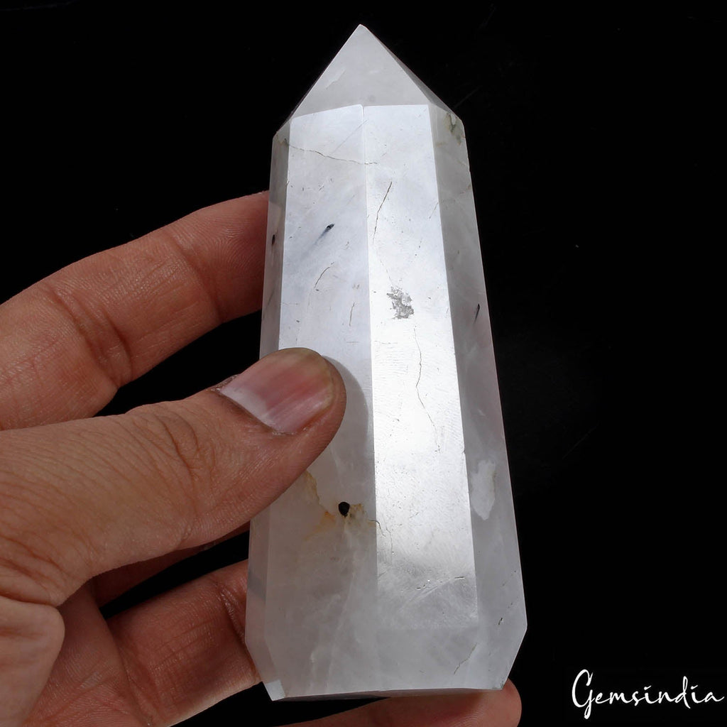 1180 Cts Natural Tourmaline in Rutilated Quartz Obelisk Tower Wand Point Healing
