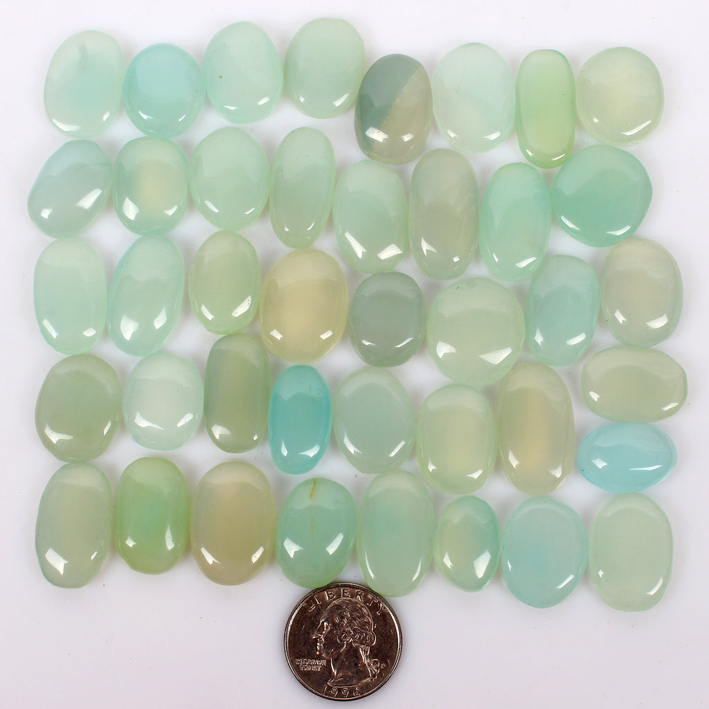 Onyx Lot, Cabochon, Color Enhanced, Blue — 37 Pieces, 14mm to 19mm, 680 Ct, Madagascar