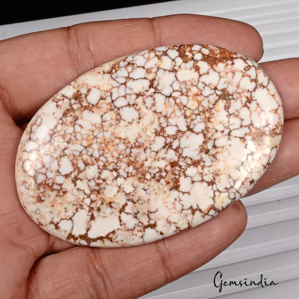 193.85Ct Natural Untreated White Brown Buffalo Turquoise Oval Cab Huge Loose Gem