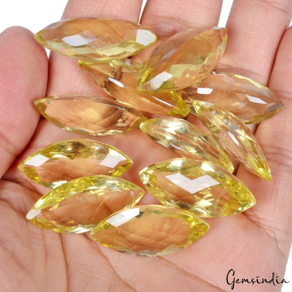 240.70 Cts/11 Pcs Natural Untreated Lemon Citrine Quartz Marquise Cut Loose Gems