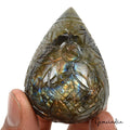 590 Cts Natural Multi Shine Labradorite Earth Mined Pear Drop Carved Huge Gem