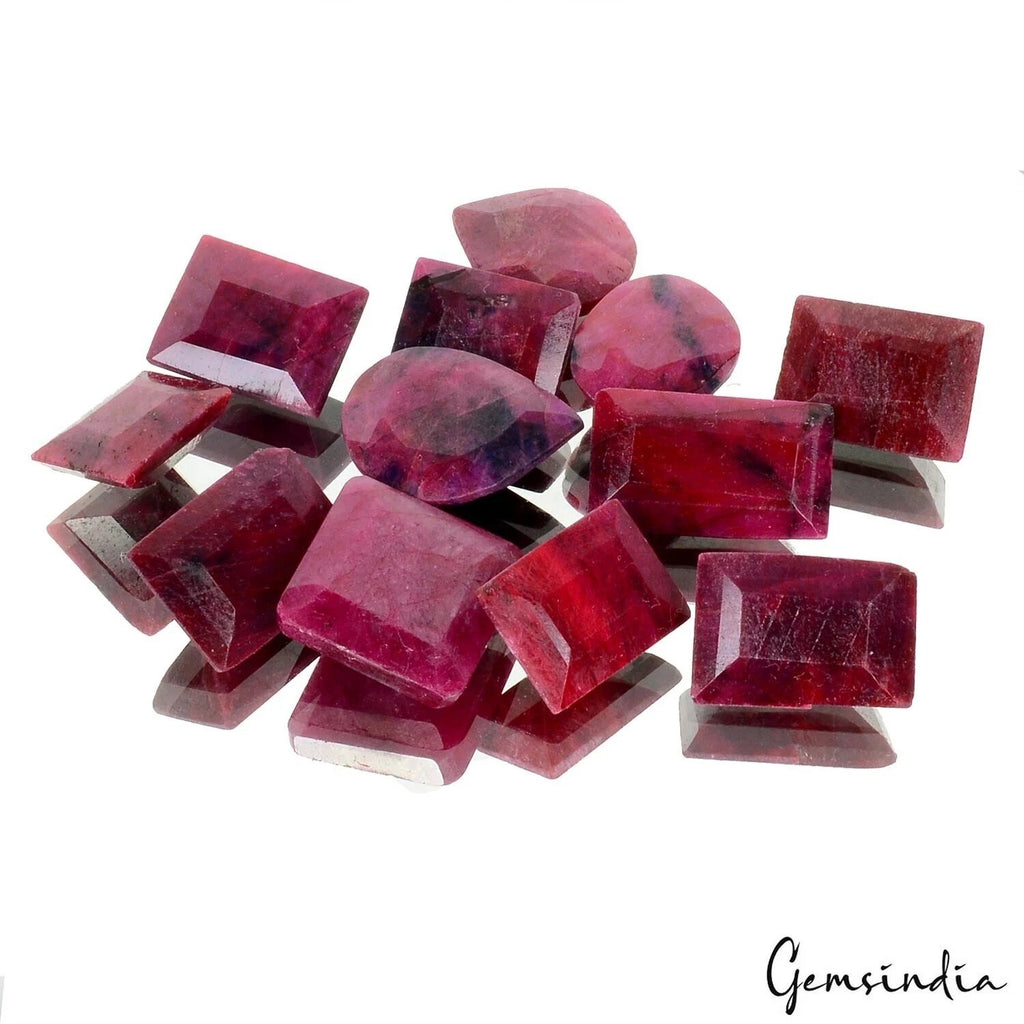Ruby Lot, Loose Gemstone, Color Enhanced, Dark Red — 12 Pieces, 14mm to 21mm, 236.00 Ct, Madagascar