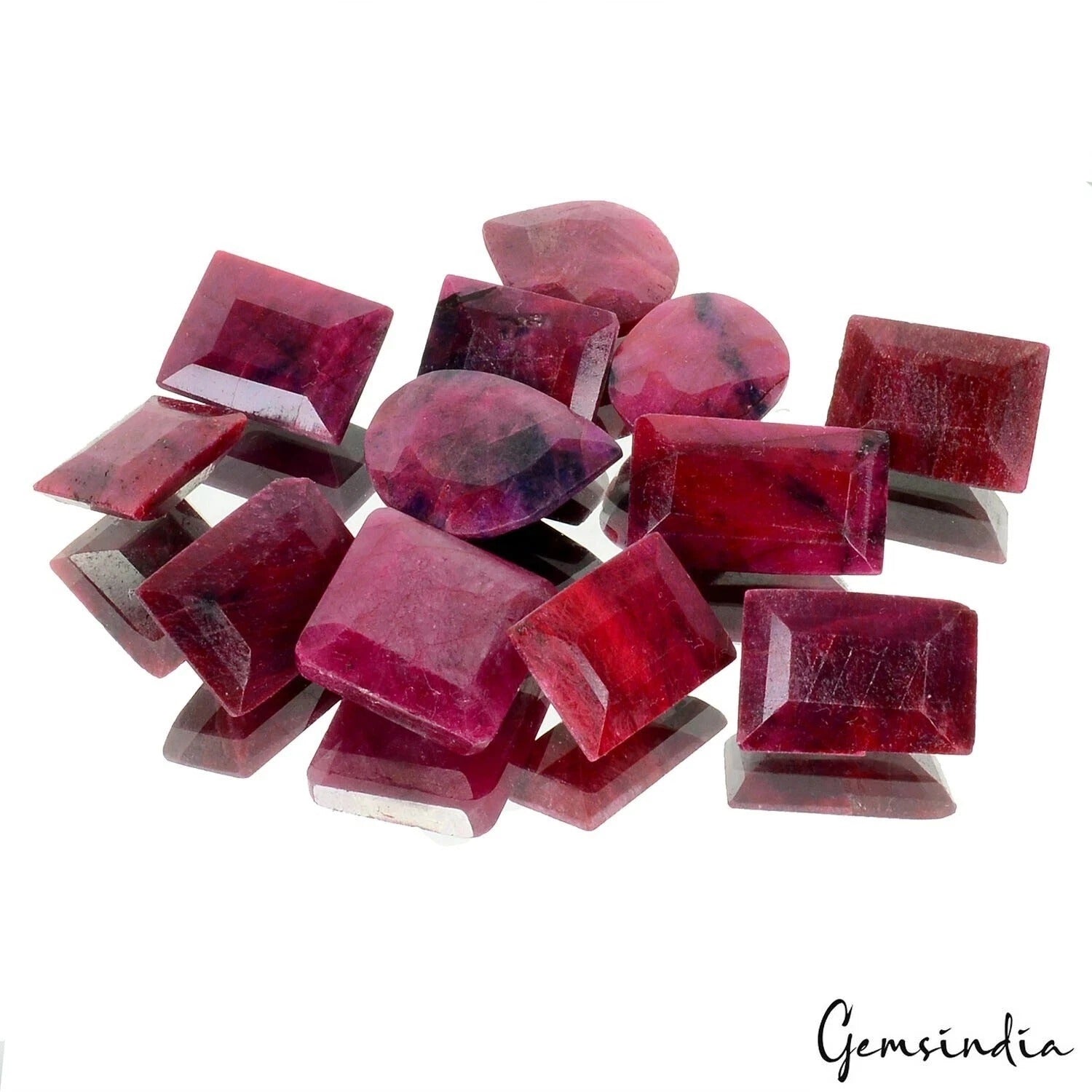 Ruby Lot, Loose Gemstone, Color Enhanced, Dark Red — 12 Pieces, 14mm to 21mm, 236.00 Ct, Madagascar