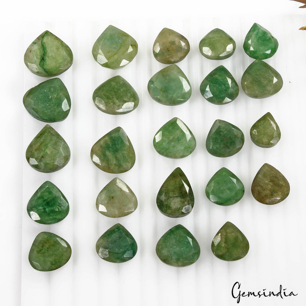 340 Cts/24 Pcs Natural Brazilian Green Emerald Pear Faceted Cut Gems For Jewelry