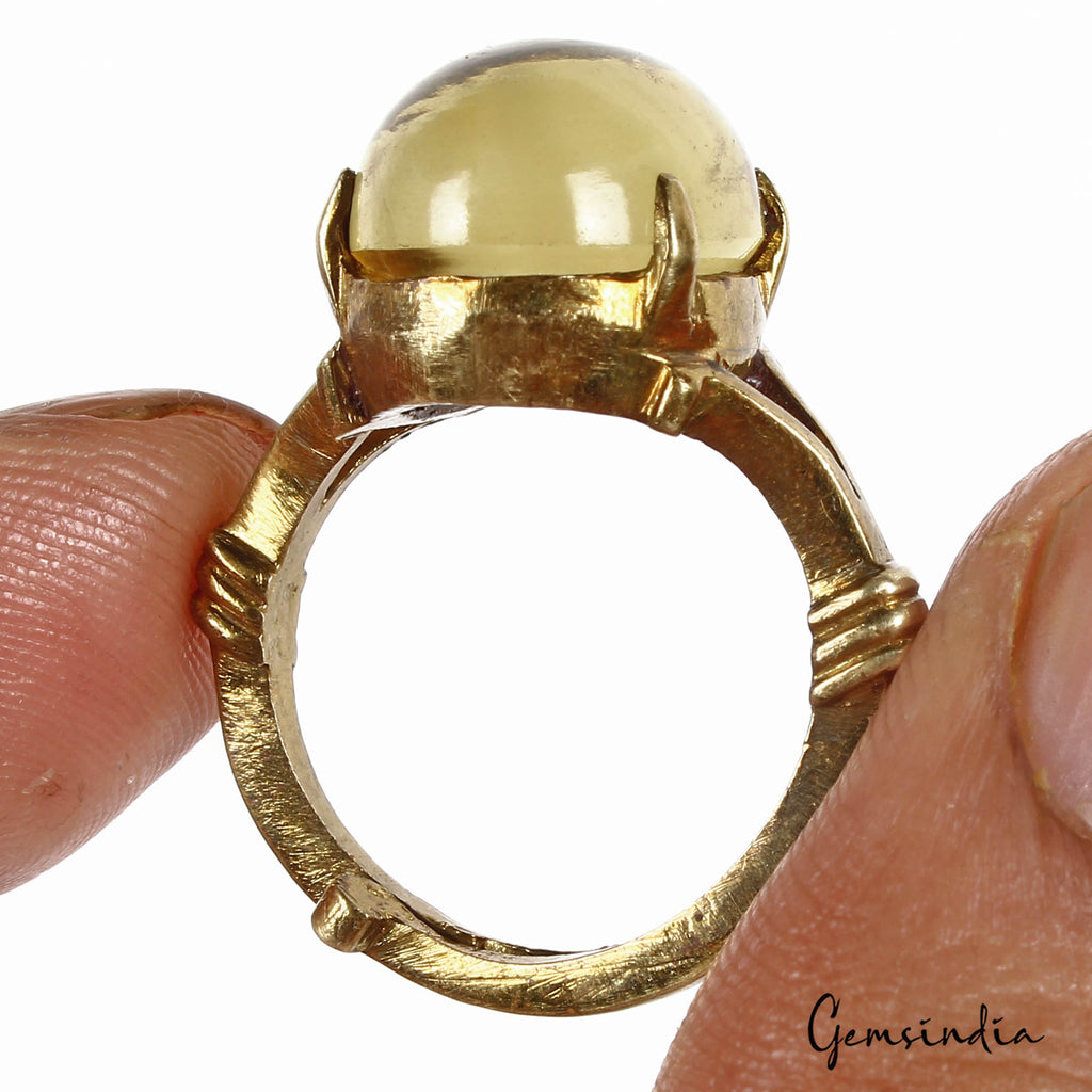 Citrine Ashtadhatu Ring, Untreated, Yellow — 31.00 Ct (6.20 g), Brazil