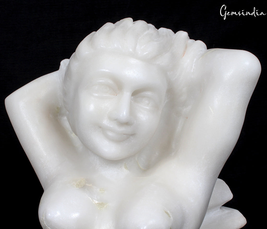 Large White Marble Mermaid Hand Carved Figurine Statue 22 inch Tall /30.8 kilo