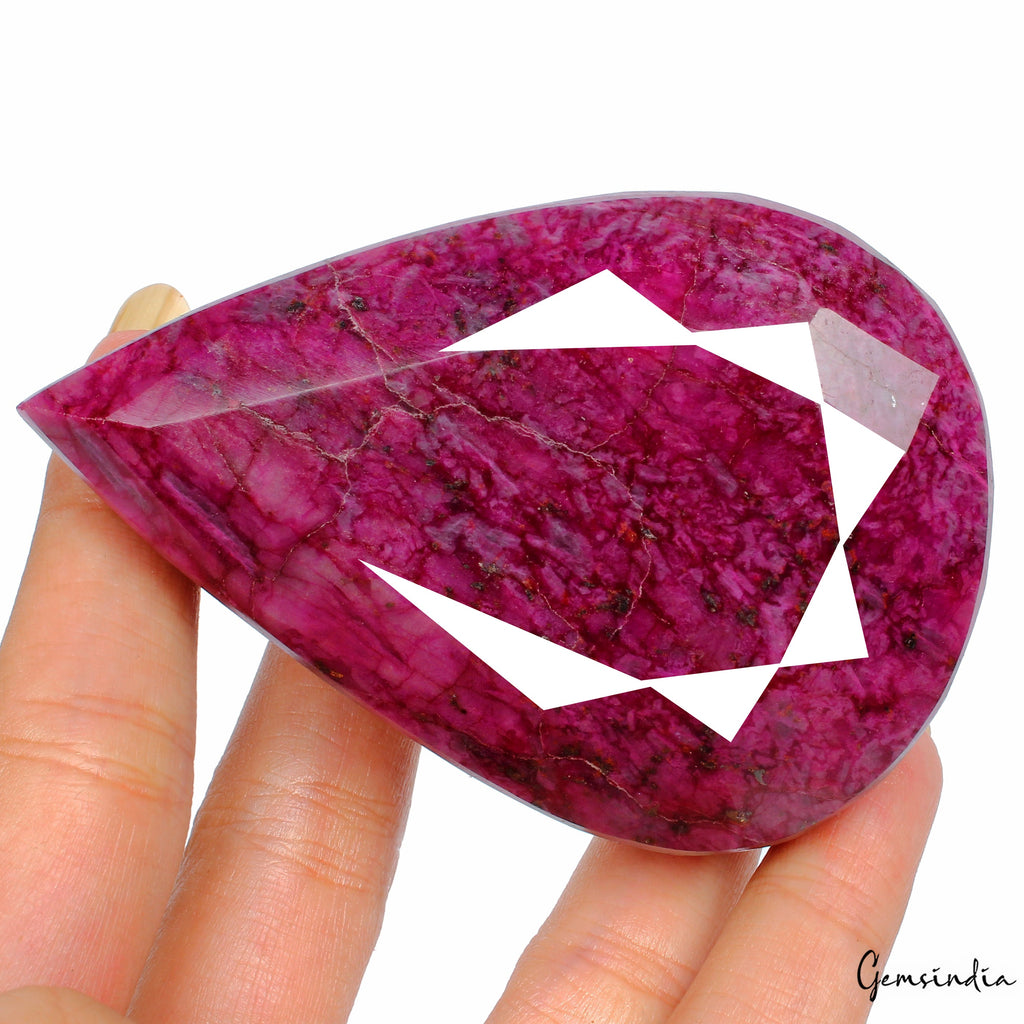 1020 Ct Natural Red Ruby Pear Faceted Earth Mined Loose Gemstone From Madagascar