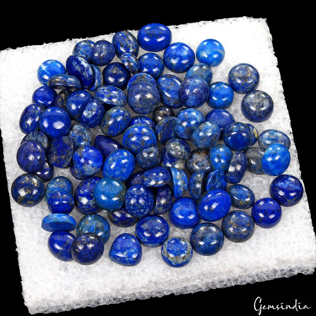 300 Ct Natural Blue Lapis Lazuli Round Cab Loose Wholesale Gemstone Lot 95 Pcs