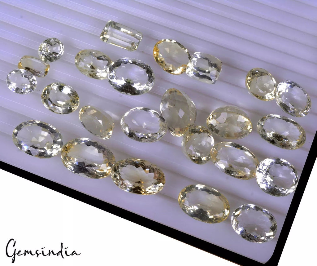 270 Cts Natural Lemon Citrine Mix Cut Loose Untreated 12-20mm Gemstones~ 24 Pcs