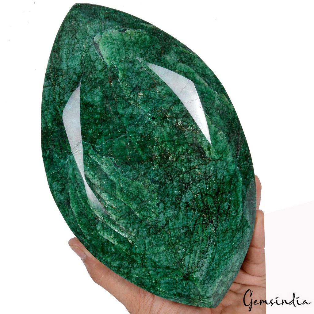 4.22 Kilo Green Emerald Marquise Cut Huge Earth mined Brazil Gemstone with Stand