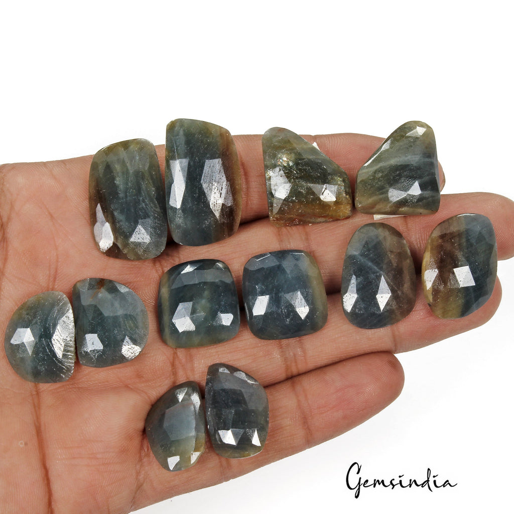12 Pcs Natural Sapphire Pairs 19-27mm Unheated Checker Cut Loose Certified Gems