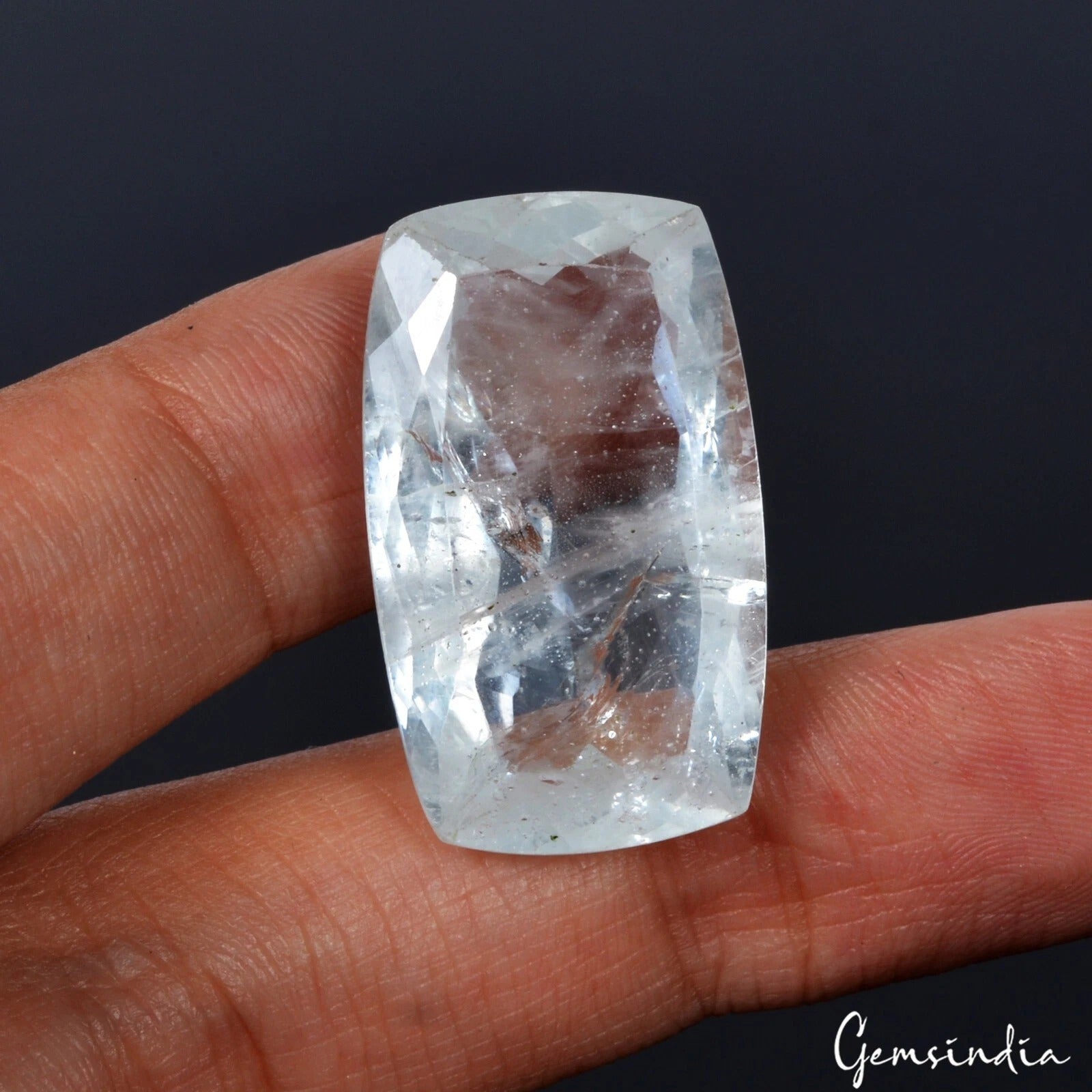 Certified 26.10 Cts Natural Untreated Brazilian Blue Aquamarine Cushion Cut Gem