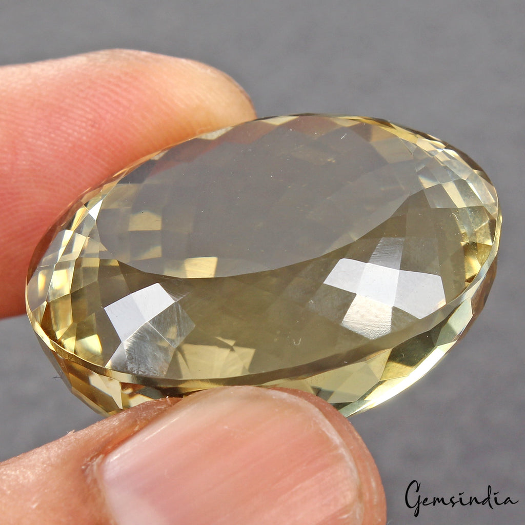 100.40 Cts Natural Untreated Brazilian Yellow Citrine Oval Faceted Cut Loose Gem