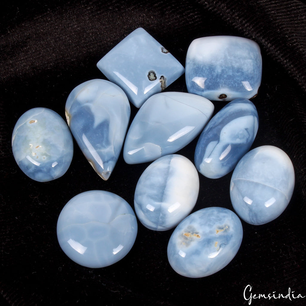 138.50 Ct/10Pcs Natural Untreated Australian Blue Opal Mix Cab Loose Gemstones