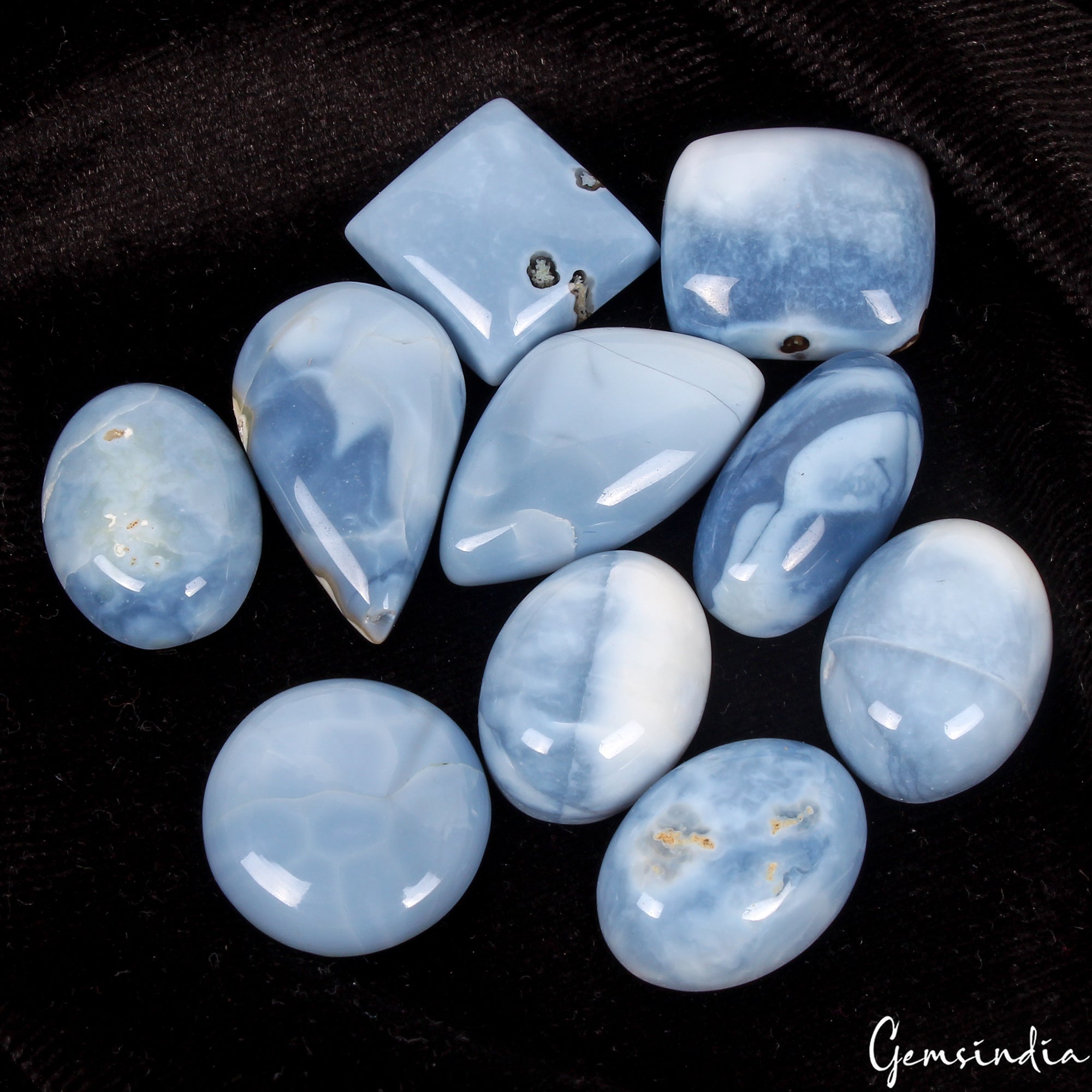 138.50 Ct/10Pcs Natural Untreated Australian Blue Opal Mix Cab Loose Gemstones