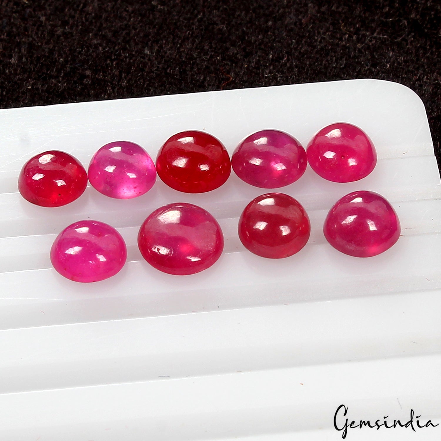 5-7mm Round Cabochon Natural Red Mozambique Ruby Loose Certified AAA Grade Gems