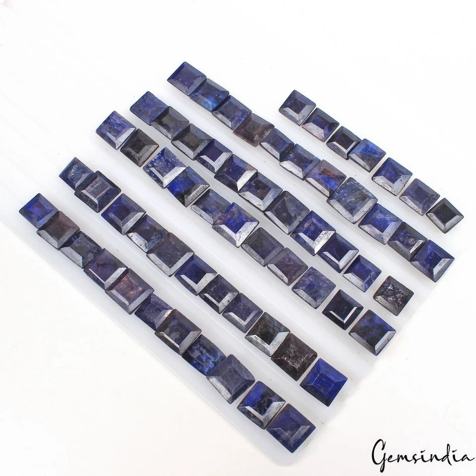600 Cts/62 Pcs Natural Blue Sapphire Square Cut Loose Wholesale Gemstones Lot