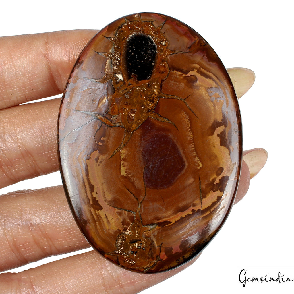 102.60 Cts Natural Untreated Spiderweb Design Septarian Oval Cab Loose Gemstone
