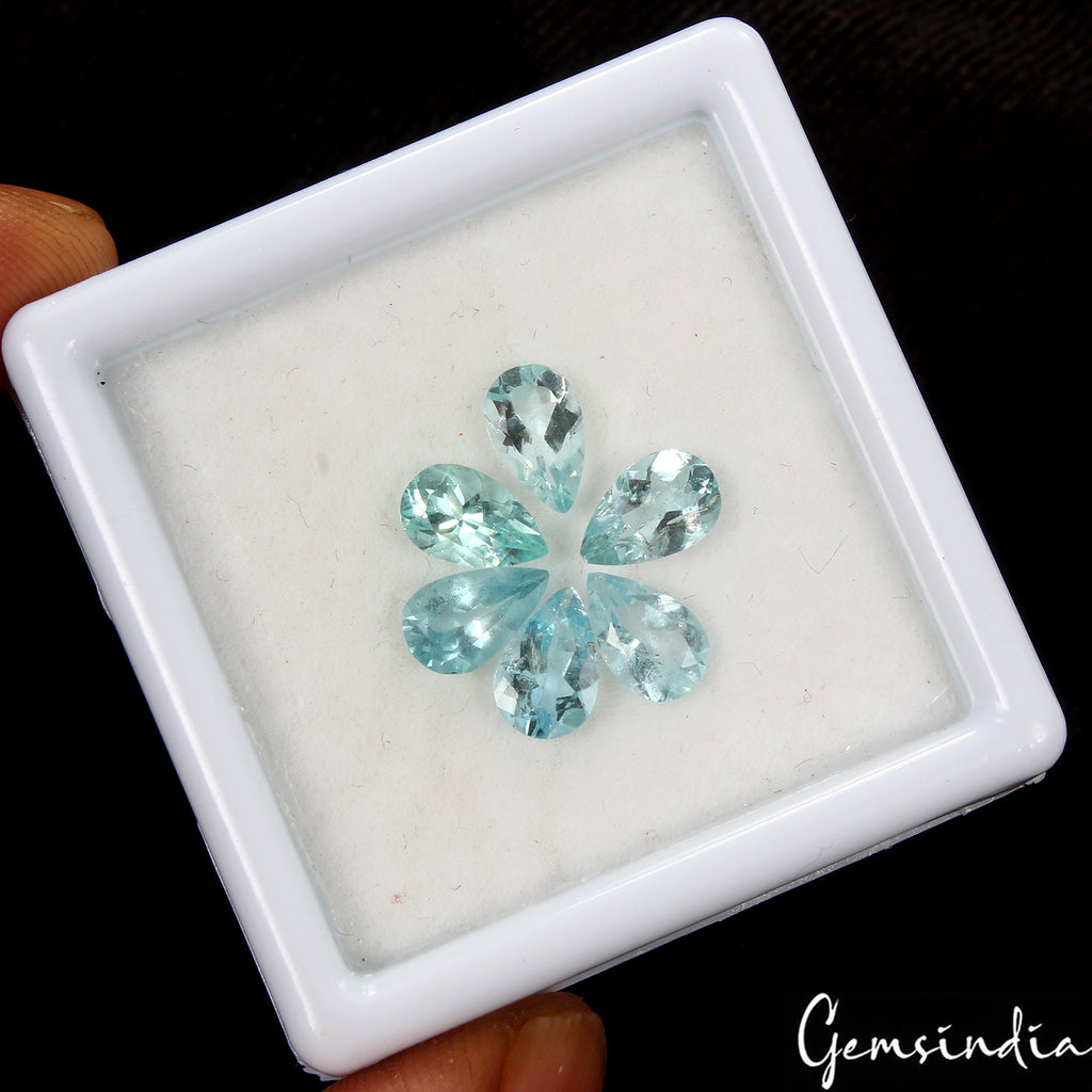 Aquamarine Lot, Loose Gemstone, Untreated, Blue — 6 Pieces, 8x5mm, 4.20 Ct, Brazil