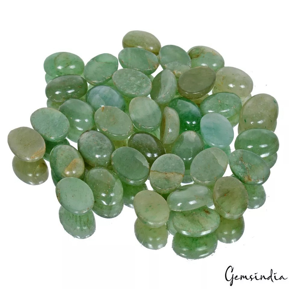 450 Ct/37 Pcs Natural Nice Green Aventurine Loose Oval Cab Untreated Gemstones