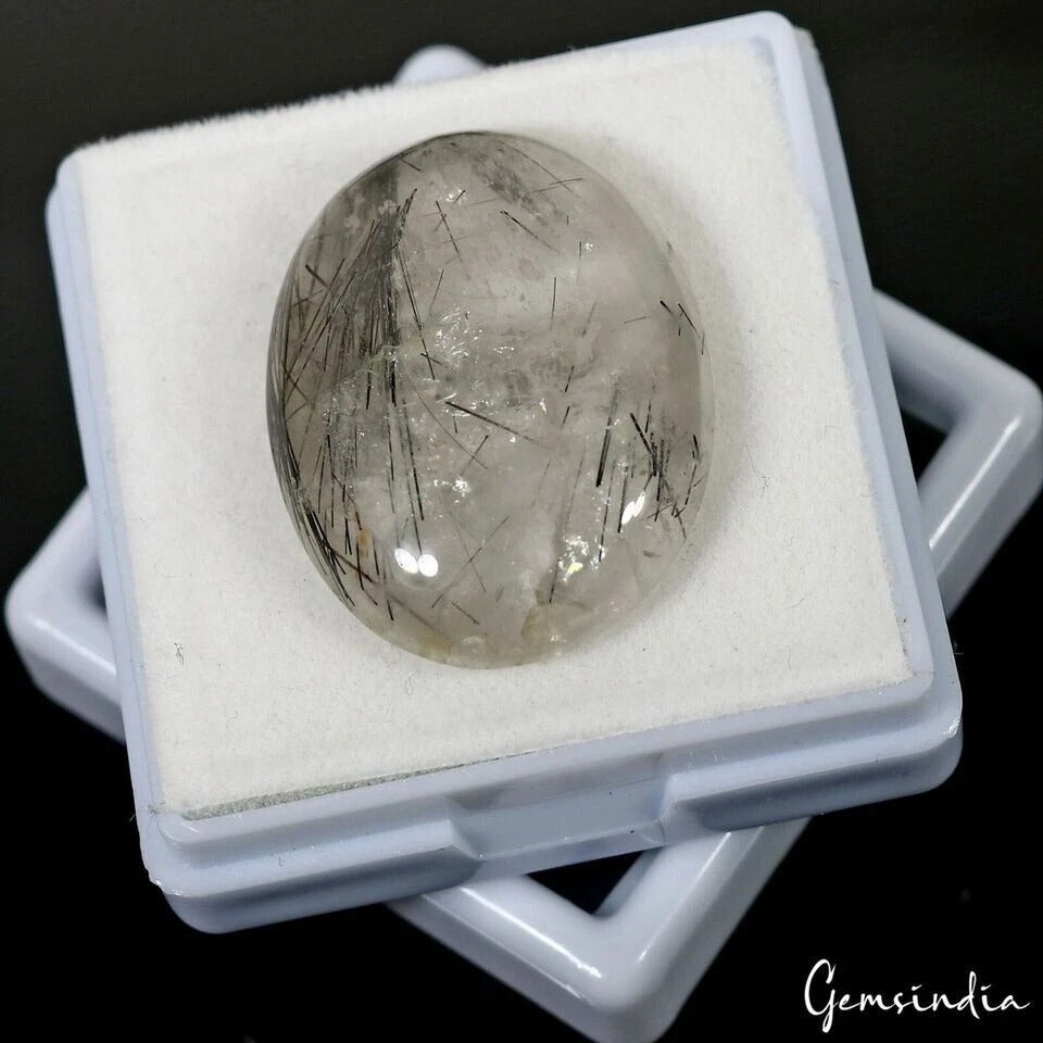37.90 Cts Natural Untreated Tourmaline Rutile Quartz Oval Cab Loose Gem For Ring