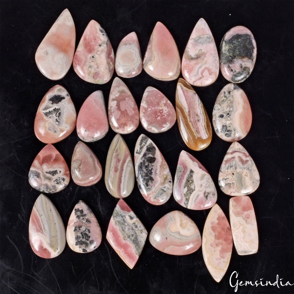 600 Cts/24 Pcs Natural Untreated Designer Pink Rhodochrosite Argentina Gemstones