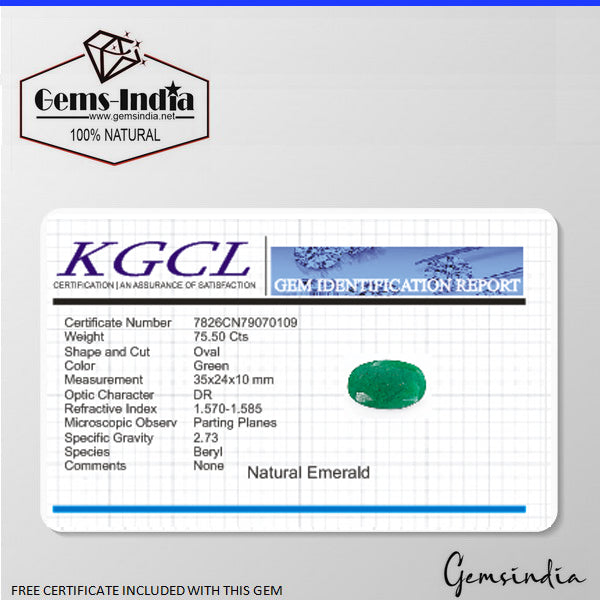 Emerald Loose Gemstone, Green — 35x24x10mm, 75.50 Ct, Brazil