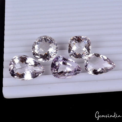 Amethyst Lot, Loose Gemstone, Untreated, Lavender — 5 Pieces, 19mm, 181.00 Ct, India
