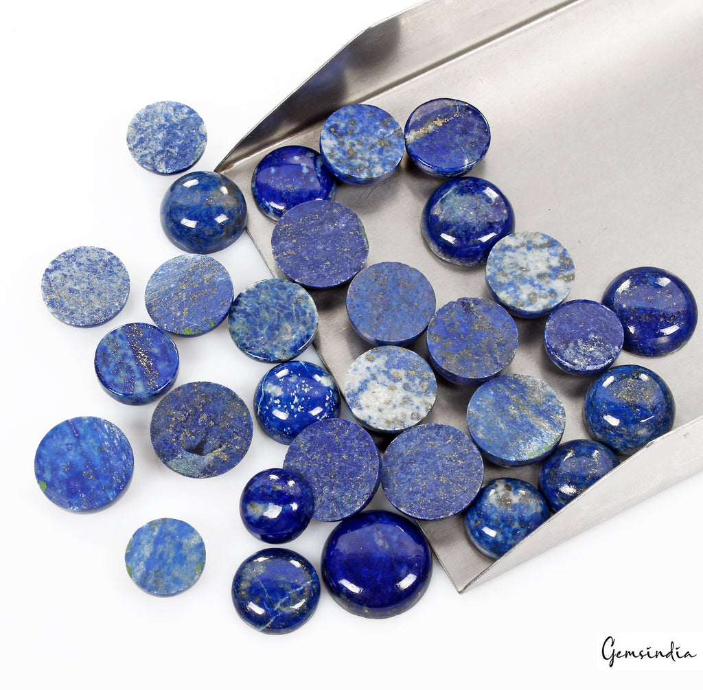30 Pcs Natural Lapis Lazuli 12-18mm Round Loose Cabochon Gemstones Lot~370 Cts
